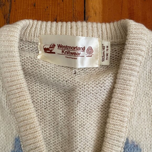 Vintage Westmoreland Knitwear Wool Sweater Vest Sheep Clouds Trees - Picture 3 of 8